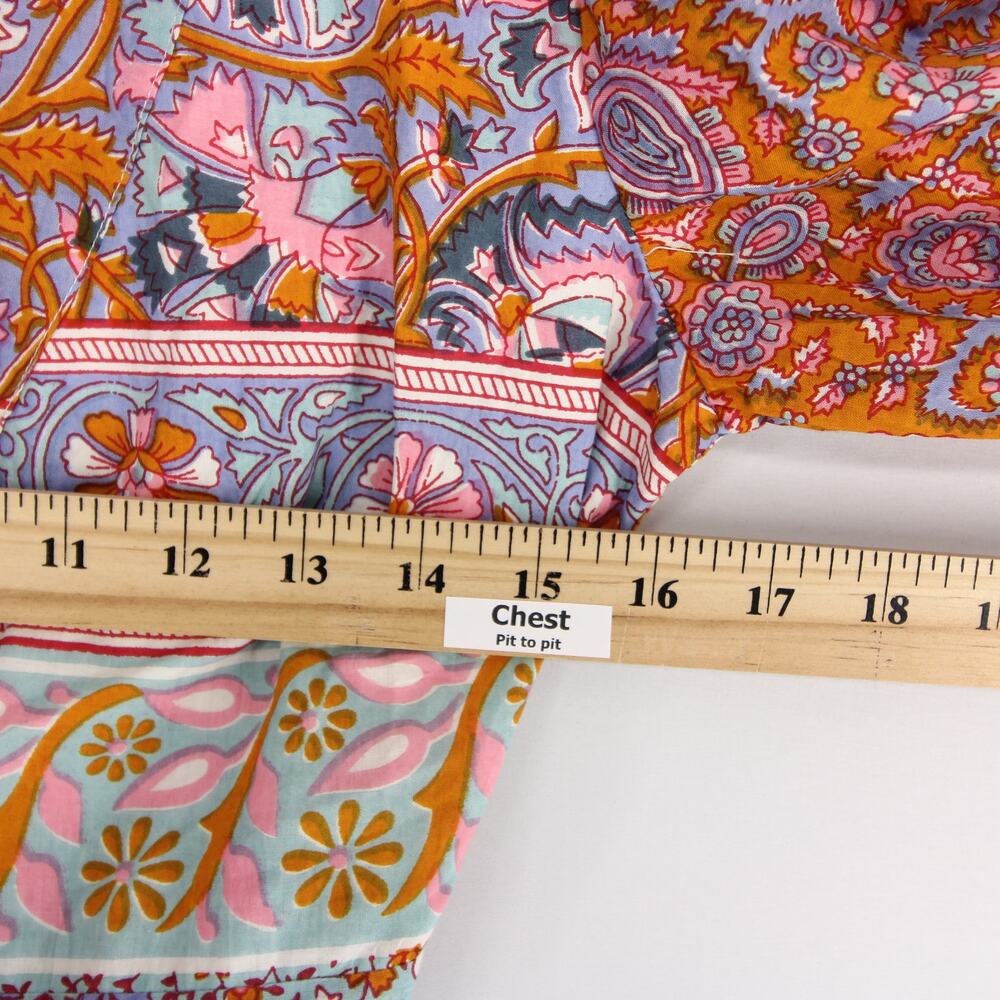 Mille Nan Wrap Dress Womens S Multicolor Floral Long Sleeve Cotton V Neck Mini - Picture 6 of 10